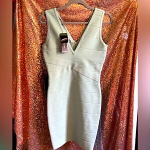Celadon Double V mini Bandage dress by Bebe